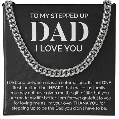 Stepped Up Dad Cuban Link Chain Gift – Bonus Dad Necklace