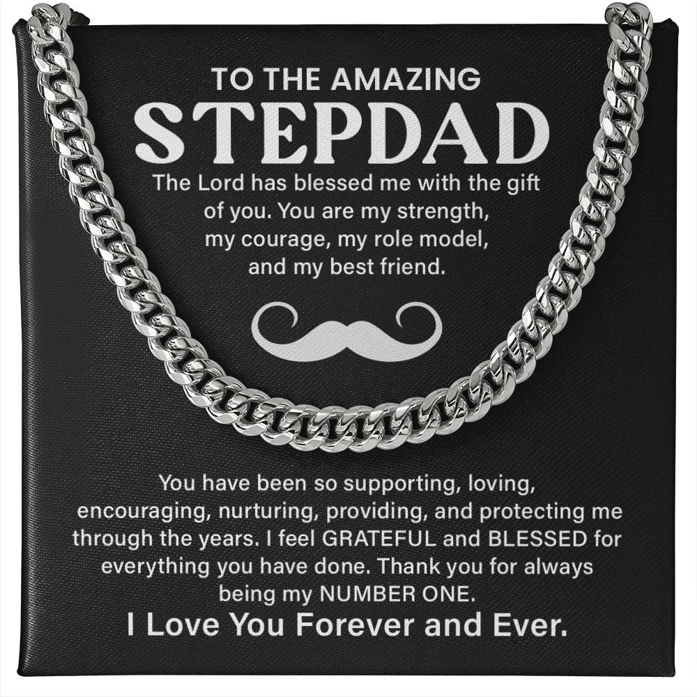 Step Dad Cuban Link Chain Gift With Loving Message Card