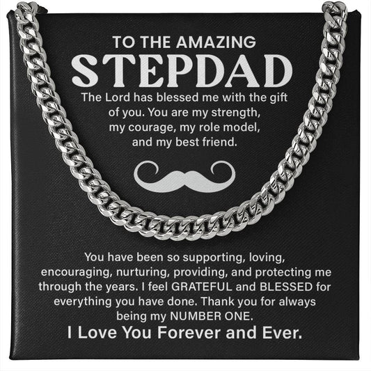 Step Dad Cuban Link Chain Gift With Loving Message Card