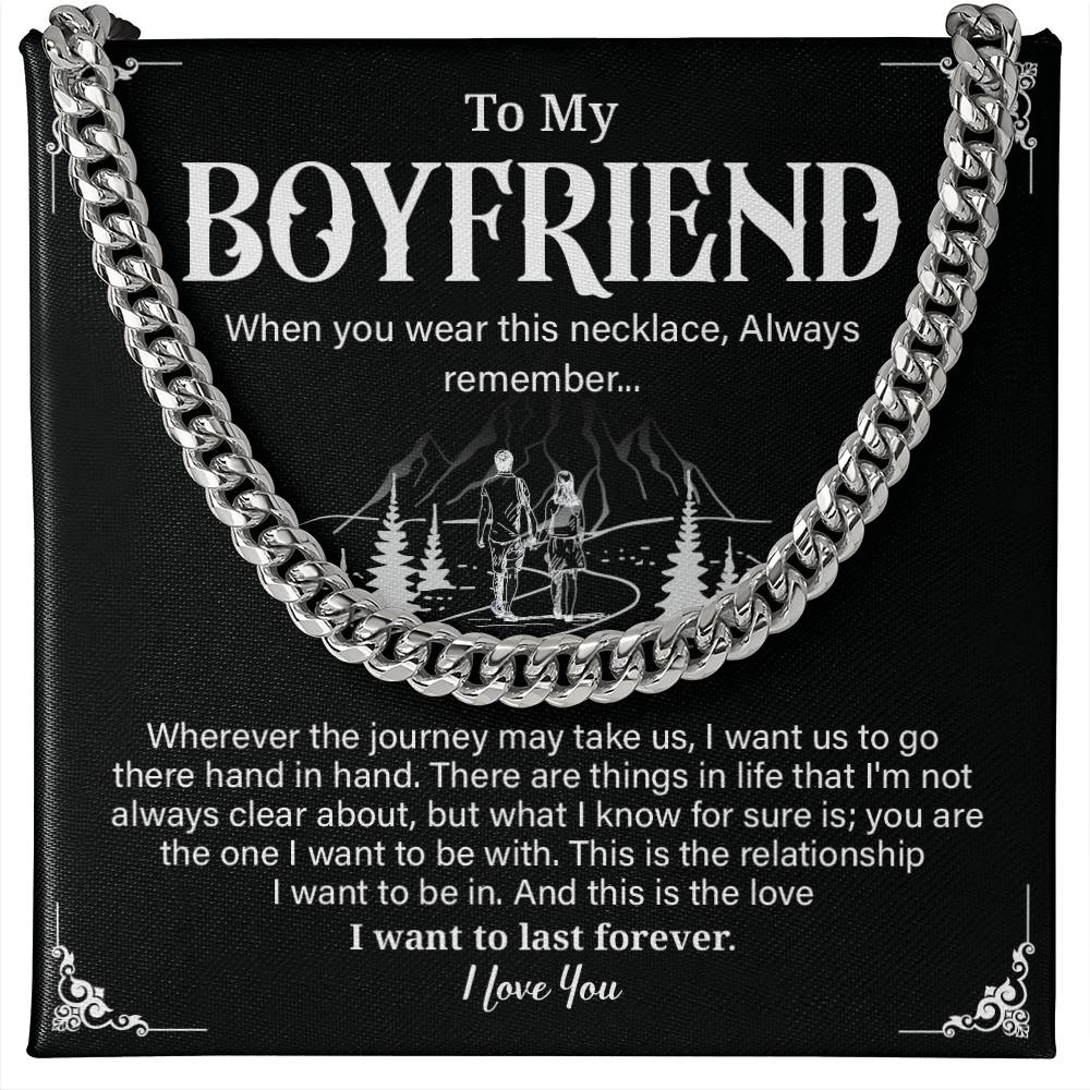 Cuban Link Necklace Gift for Boyfriend with Gift Box
