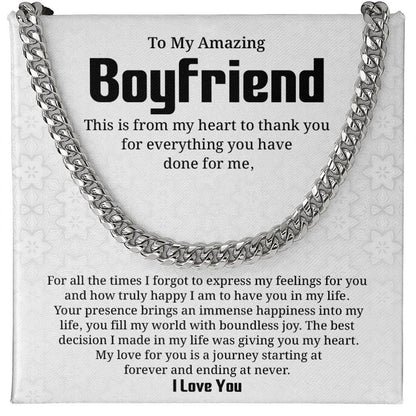 Appreciation Necklace for Boyfriend with Card