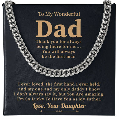 Dad Necklace Gift from Daughter with Heartfelt Message