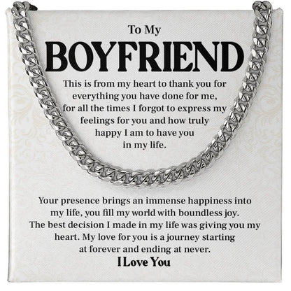 Boyfriend Necklace Gift for Him – with Message Card