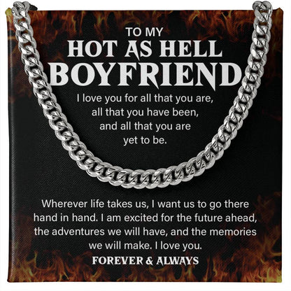 Hot Boyfriend Gift – Cuban Chain with Fire Message