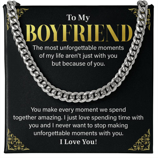 Boyfriend Cuban Chain Necklace with Gift Card & Box