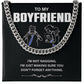 To My Boyfriend Necklace – Funny Gift with Message Card