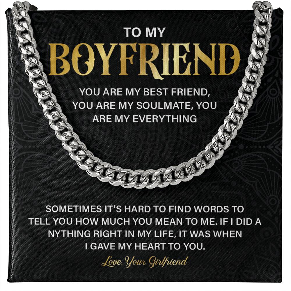Boyfriend Gift Necklace from Girlfriend with Gift Box