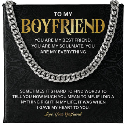 Boyfriend Gift Necklace from Girlfriend with Gift Box