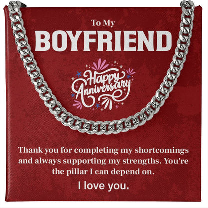 Anniversary Cuban Chain for Boyfriend with Card