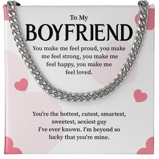 Cuban Chain Gift for Boyfriend with Message Card