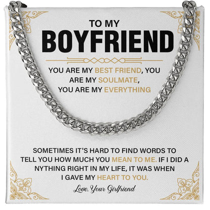 Romantic Cuban Chain for Boyfriend with Gift Box