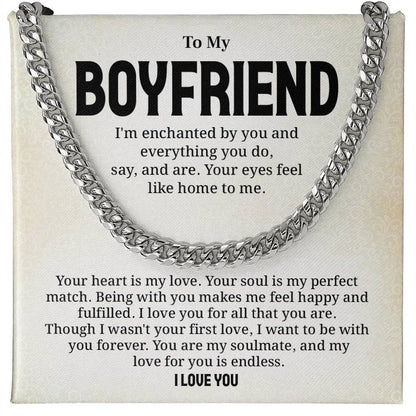 Boyfriend Cuban Chain Necklace Gift with Message Card