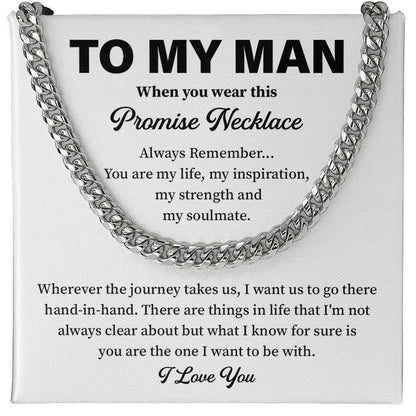 To My Man Promise Necklace – Husband or Boyfriend Message Gift