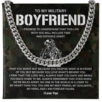 Military Boyfriend Gift – Cuban Chain with Message Card