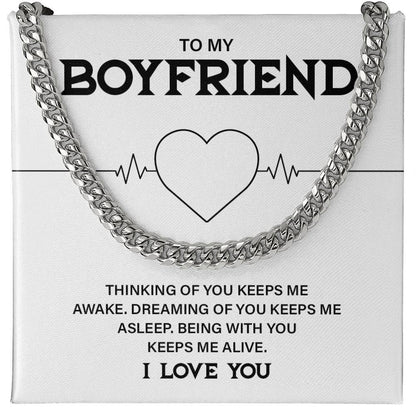 Boyfriend Cuban Chain Necklace with Gift Card