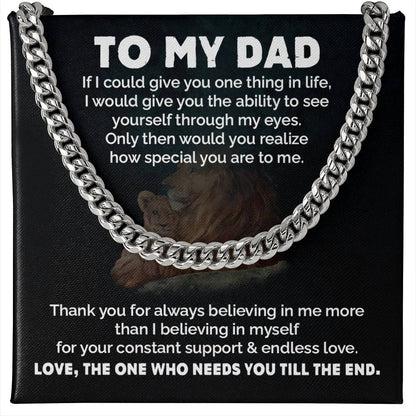 Dad Necklace Gift from Daughter with Lion Message Card