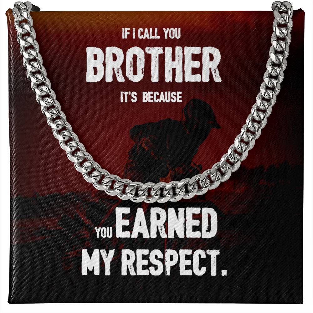 Military Cuban Chain Gift for Brother – Respect Message Card