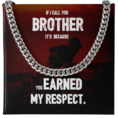 Military Cuban Chain Gift for Brother – Respect Message Card