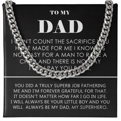 To My Dad – Honor Chain Necklace from Son – Emotional Fatherhood Message Gift