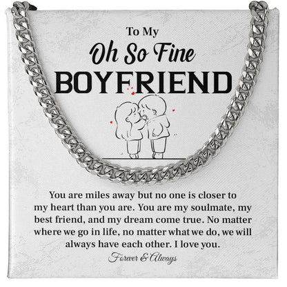 Boyfriend Long Distance Gift – Cuban Chain with Love Note