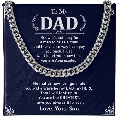 To My Dad Necklace Gift From Son With Appreciation Message