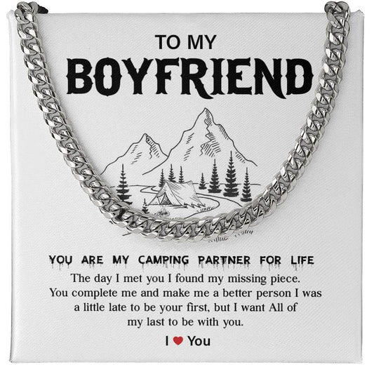 Camping Gift for Boyfriend – Necklace & Message Box