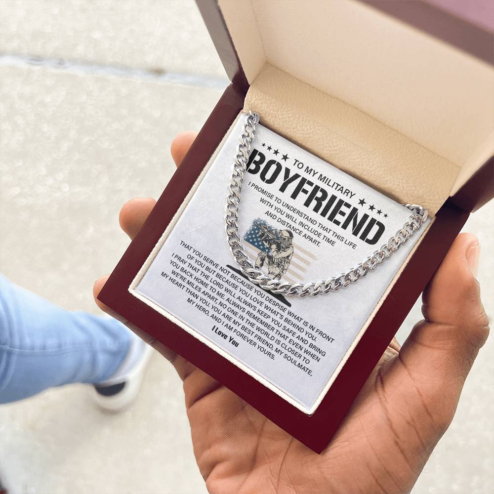 Military Boyfriend Necklace with Message Card