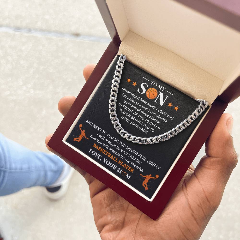 Basketball Son Cuban Chain Gift from Mom – Message Card