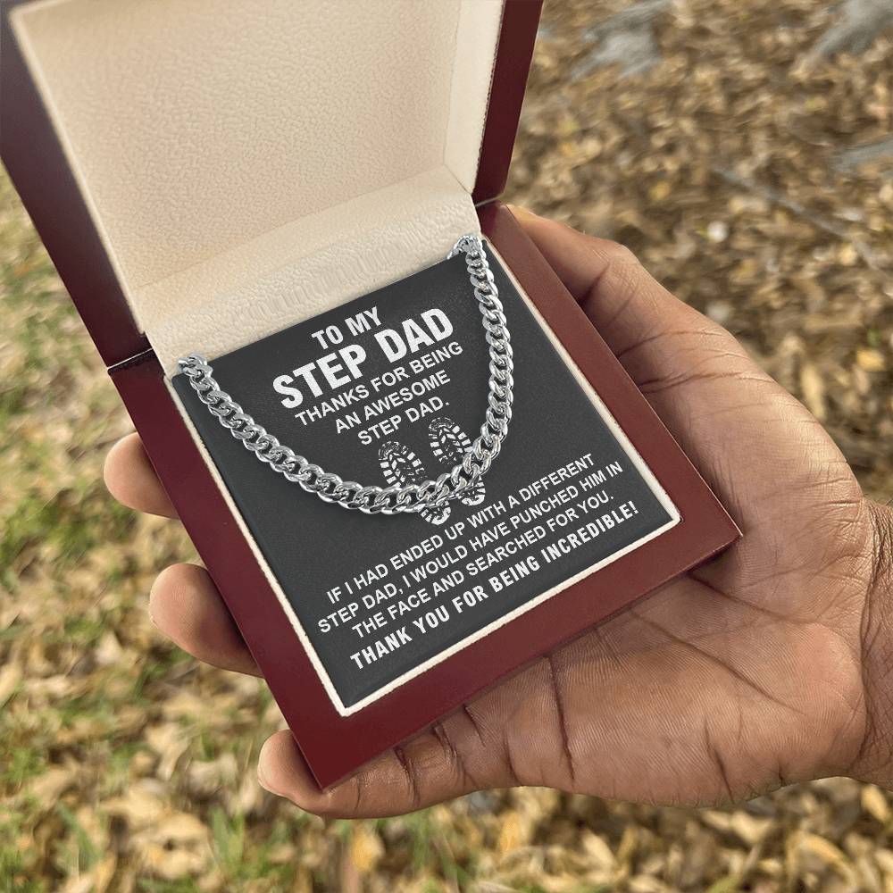 Stepdad Cuban Chain Necklace Gift With Heartfelt Note
