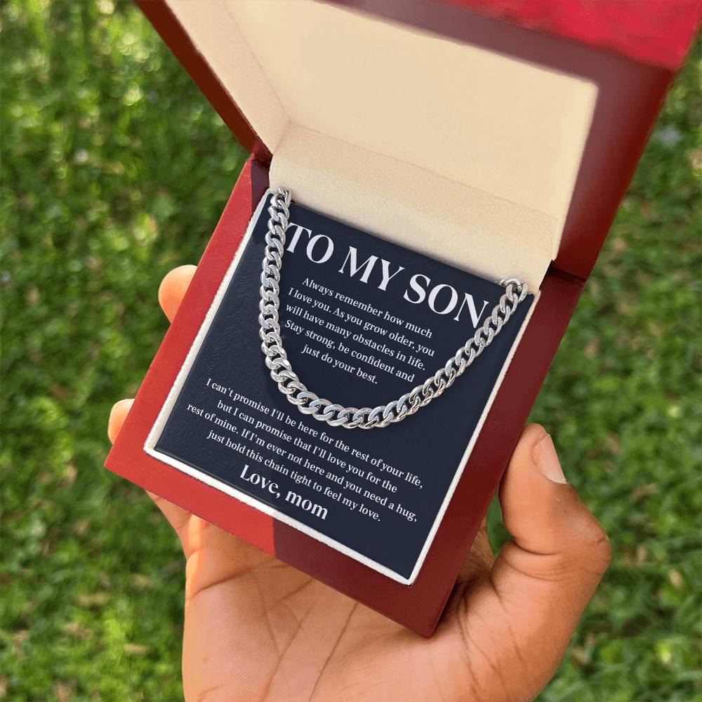 Mom to Son Cuban Chain Necklace Gift Message Card