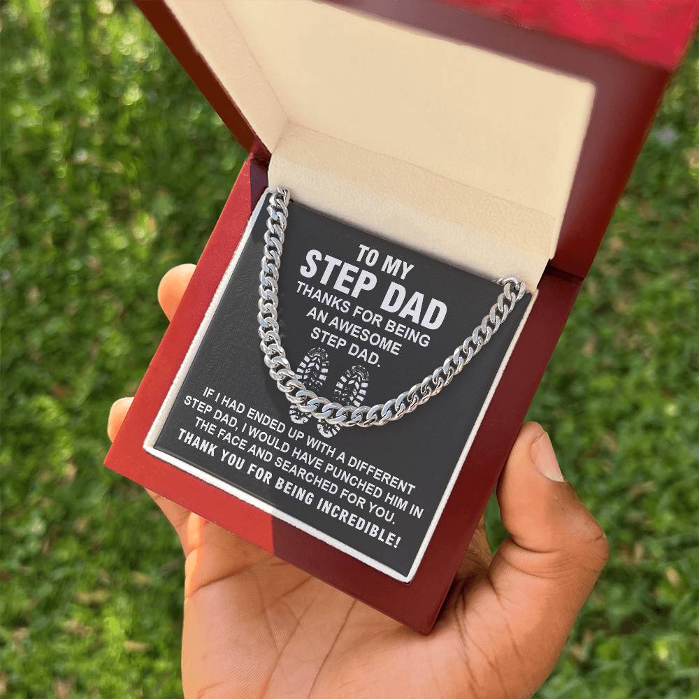 Stepdad Cuban Chain Necklace Gift With Heartfelt Note
