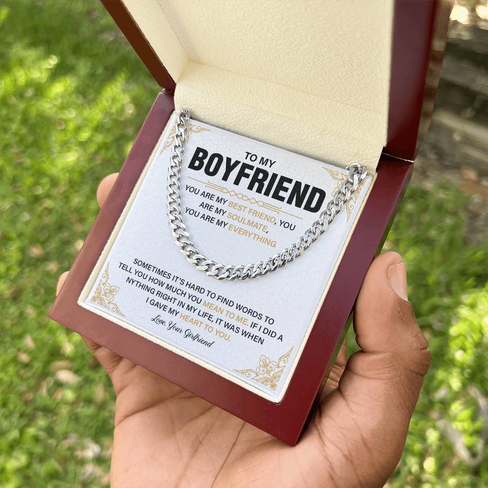 Romantic Cuban Chain for Boyfriend with Gift Box