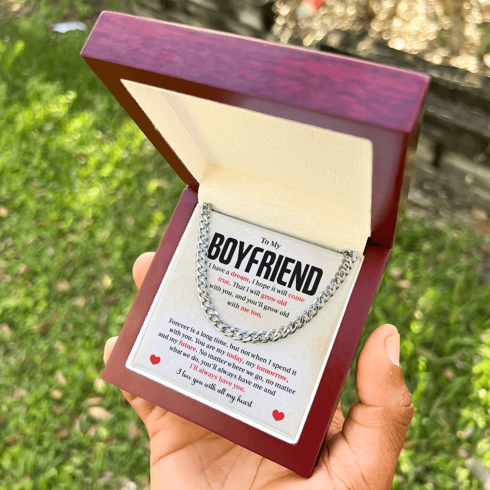 Cuban Link Chain Necklace Gift for Him with Gift Box