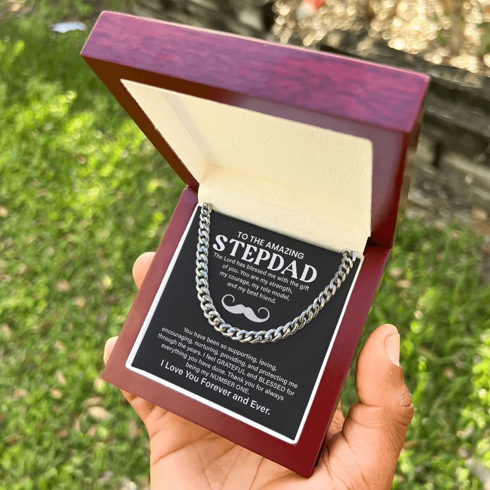 Step Dad Cuban Link Chain Gift With Loving Message Card