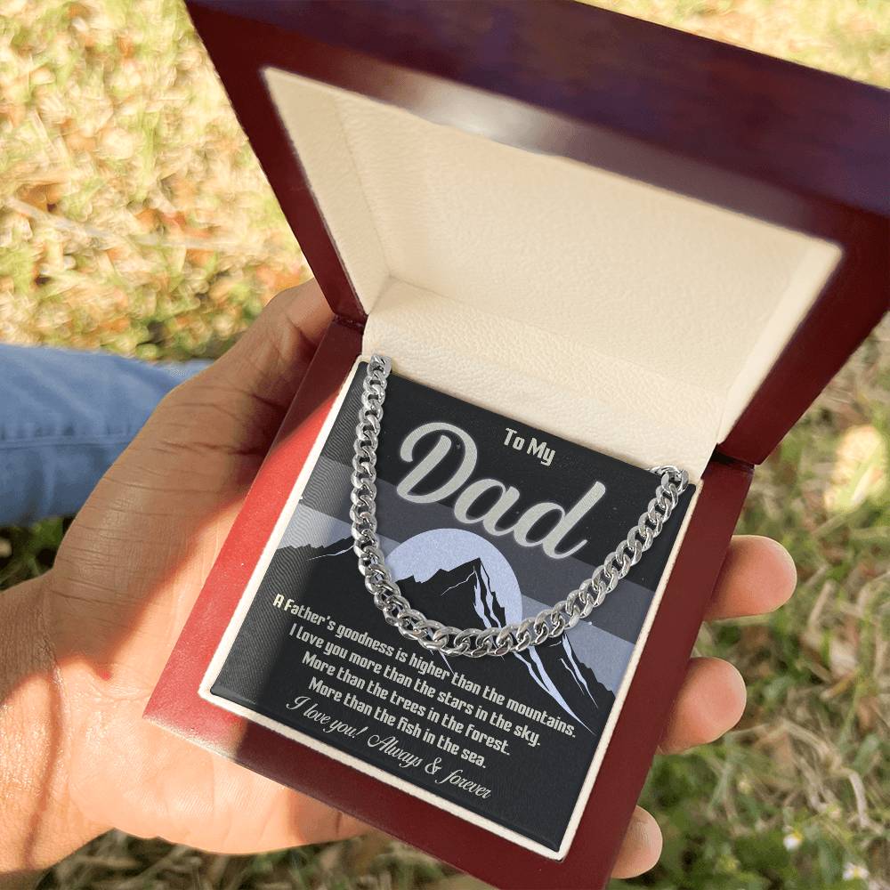 To My Dad Chain with Inspirational Quote with LED Mahogany Box