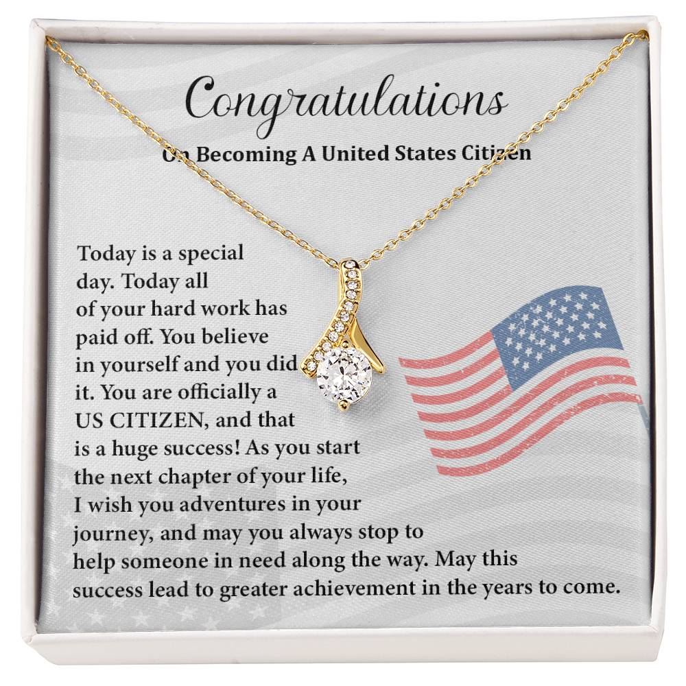 Congratulations Necklace For New U.s. Citizen Gift For New U.s. Patriot Necklace For New Journey As U.s. Citizen Gift For U.s. Citizenship Ceremony Necklace With Message Of Success Necklace For New Chapter In Life Gift For U.s. Patriot