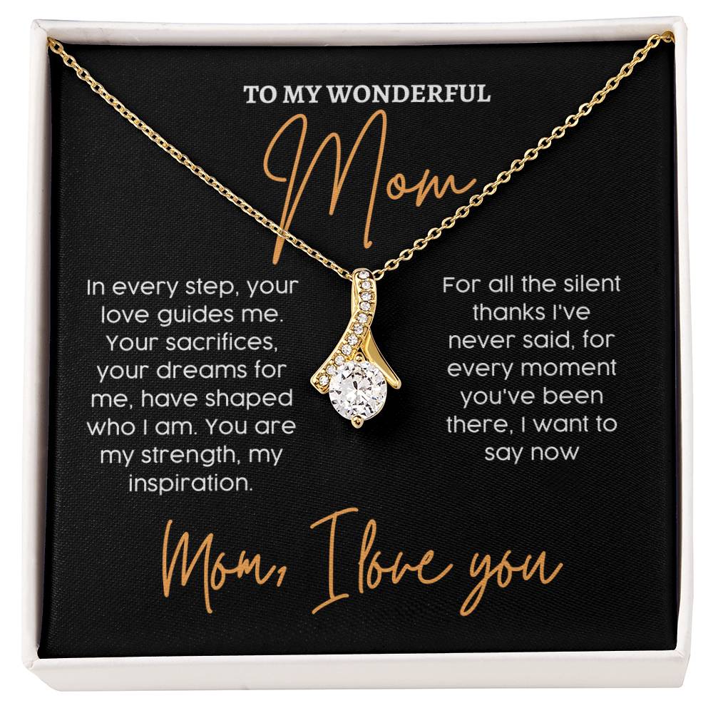 To My Wonderful Mom, Unique Mother’s Day Love Necklace Unique Engraved Mother's Day Pendant Unique Mother's Day Love Message Pendant Dreams For Me Necklace Appreciation Necklace Gift Gratitude Jewelry