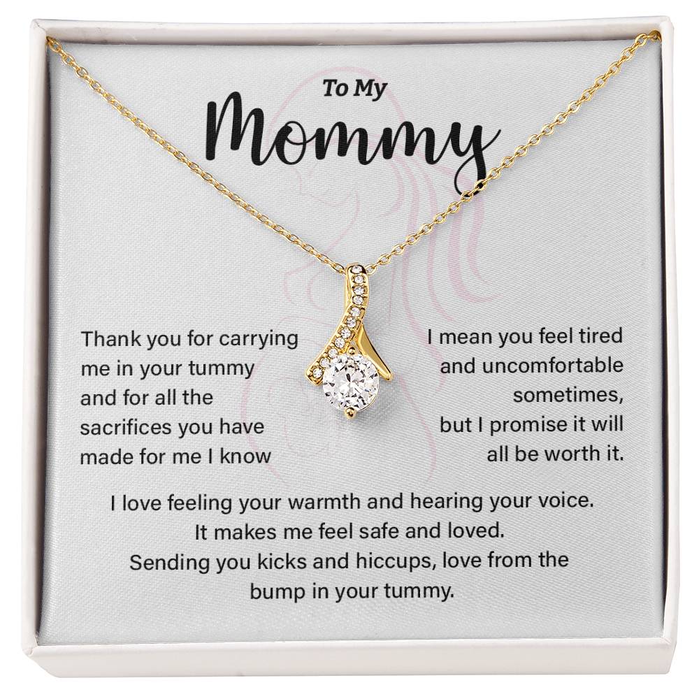 To My Mommy Necklace – Baby Bump Gift with Card