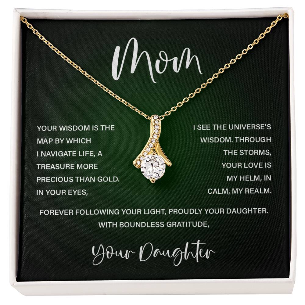 Mom Necklace from Daughter – Wisdom & Gratitude Gift with Message Card