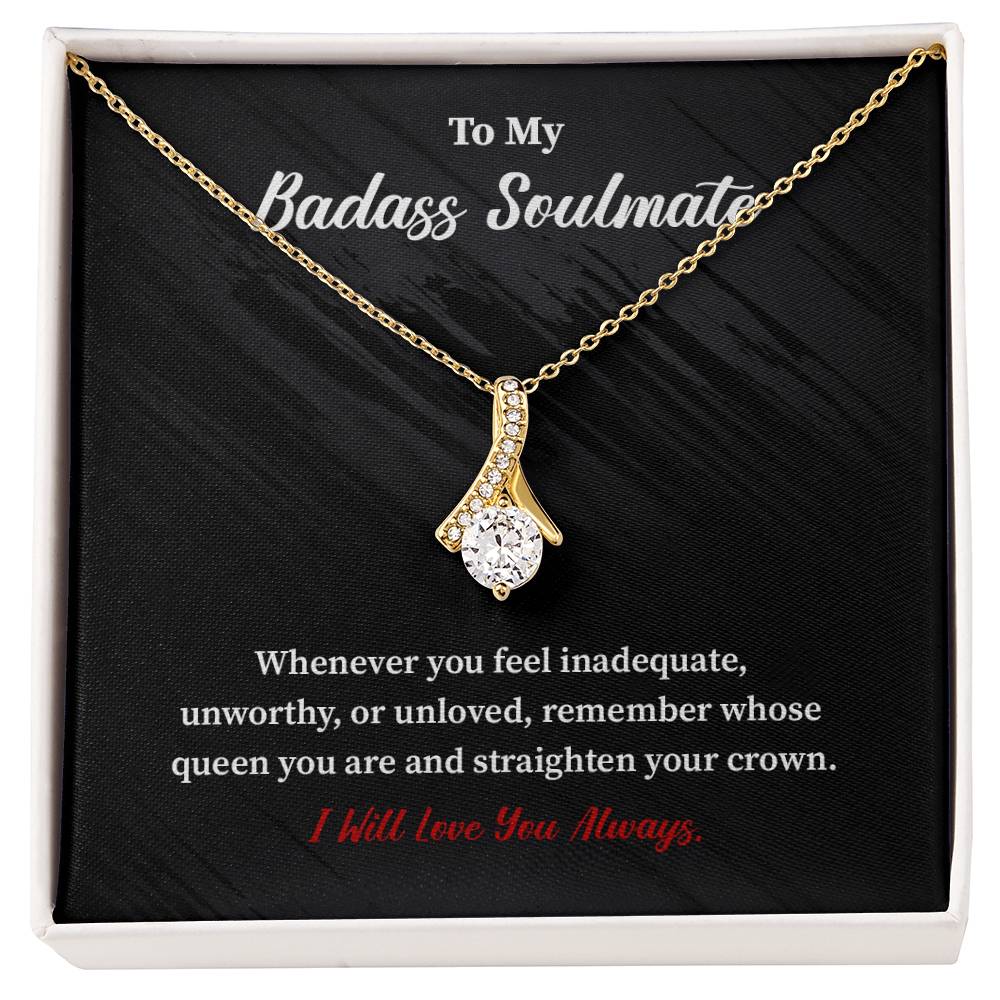 Soulmate Necklace Gift for Her with Bold Message Card