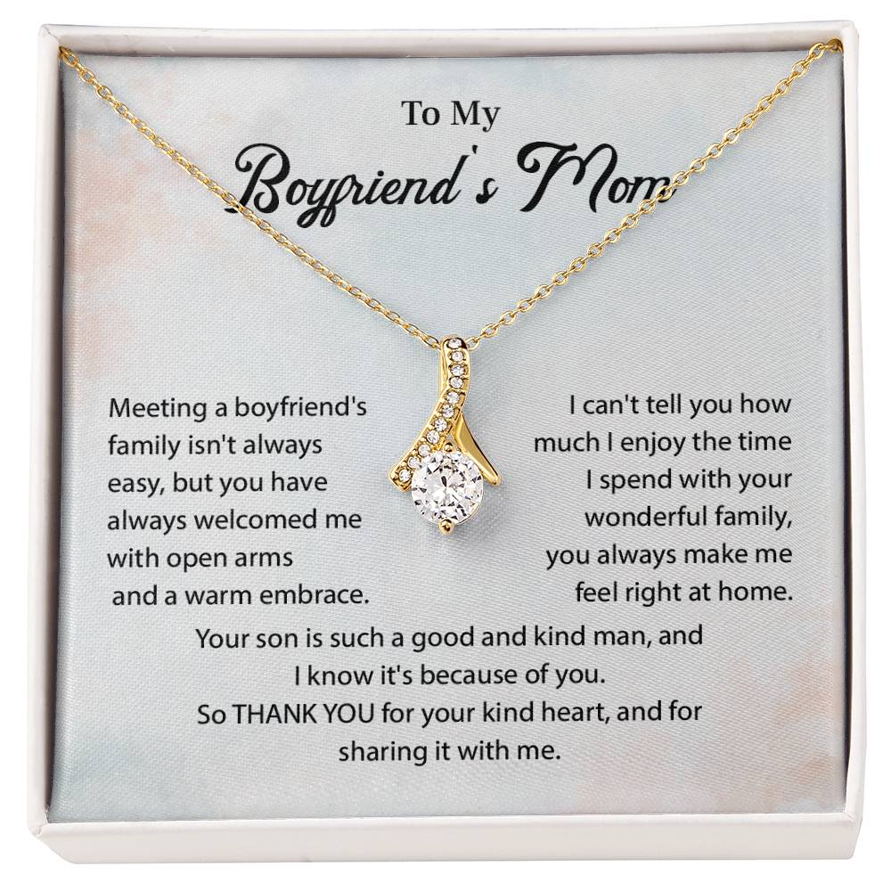 Boyfriend’s Mom Teardrop Necklace Gift with Card