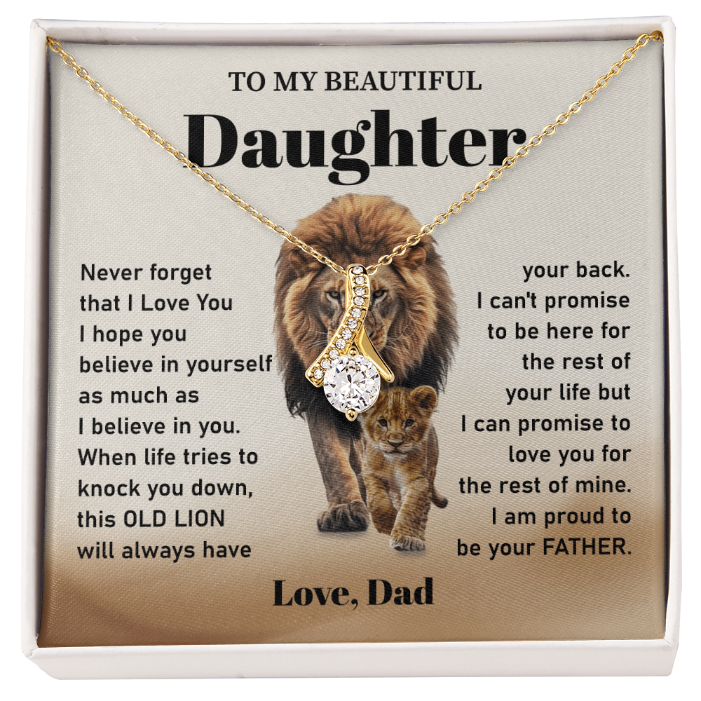 Daughter Necklace Gift from Dad Lion Message Card