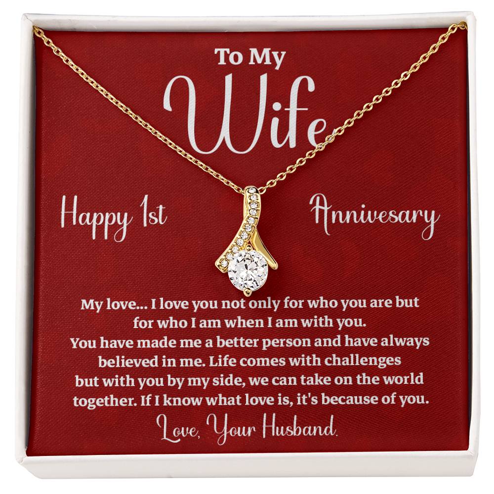 1st Anniversary Gift for Wife from Husband Necklace with Message Card