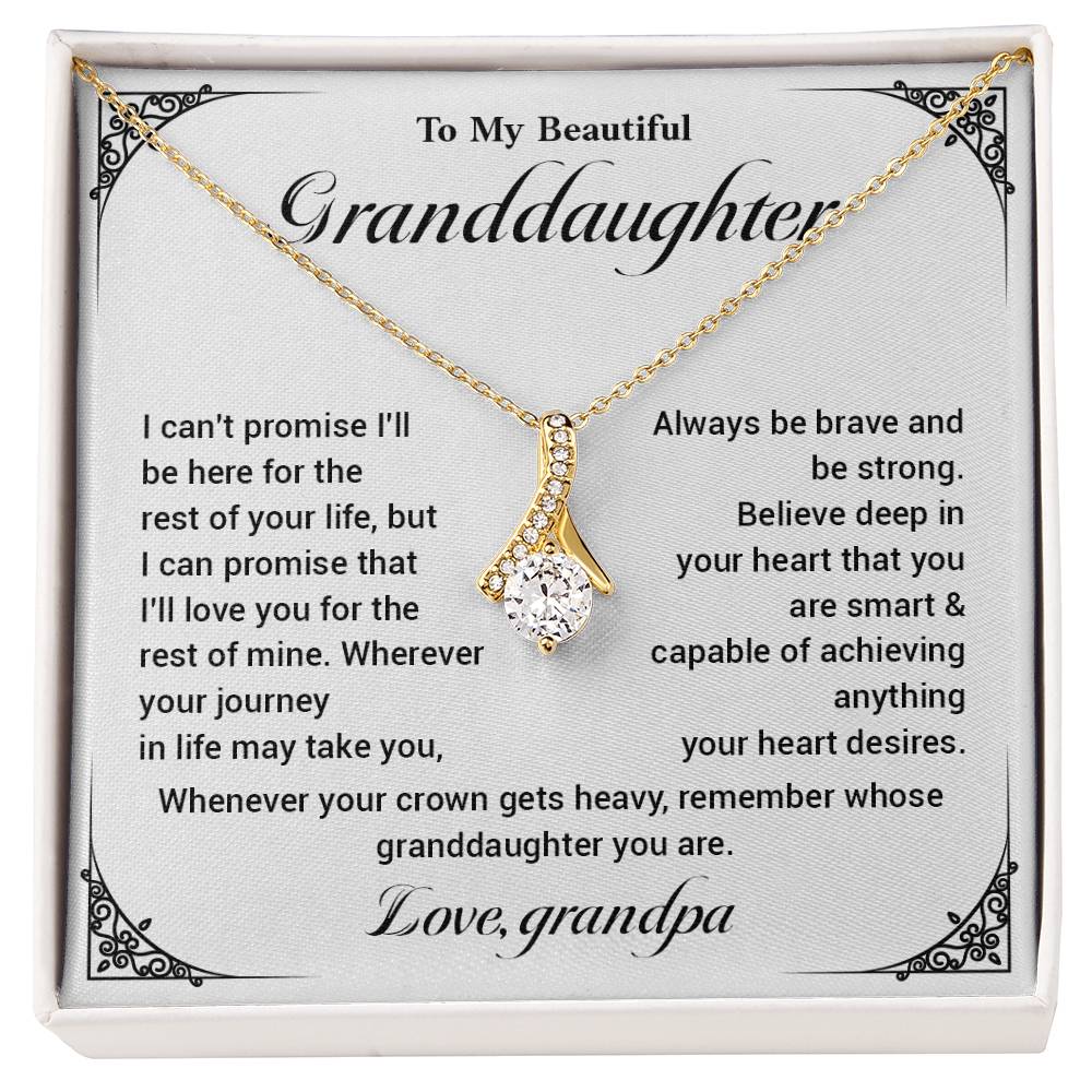 Granddaughter Necklace Gift from Grandpa – Crown & Strength Message