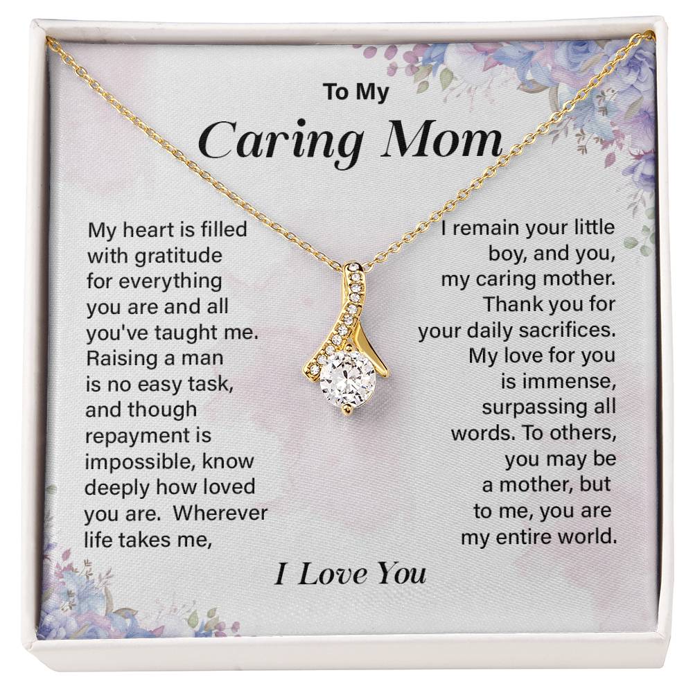 Mom Necklace Gift from Son with Appreciation Note