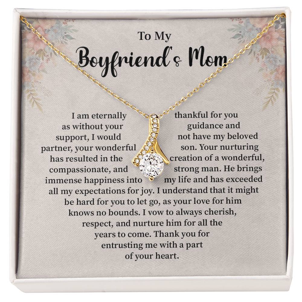 Boyfriend’s Mom Necklace Gift with Floral Card Design
