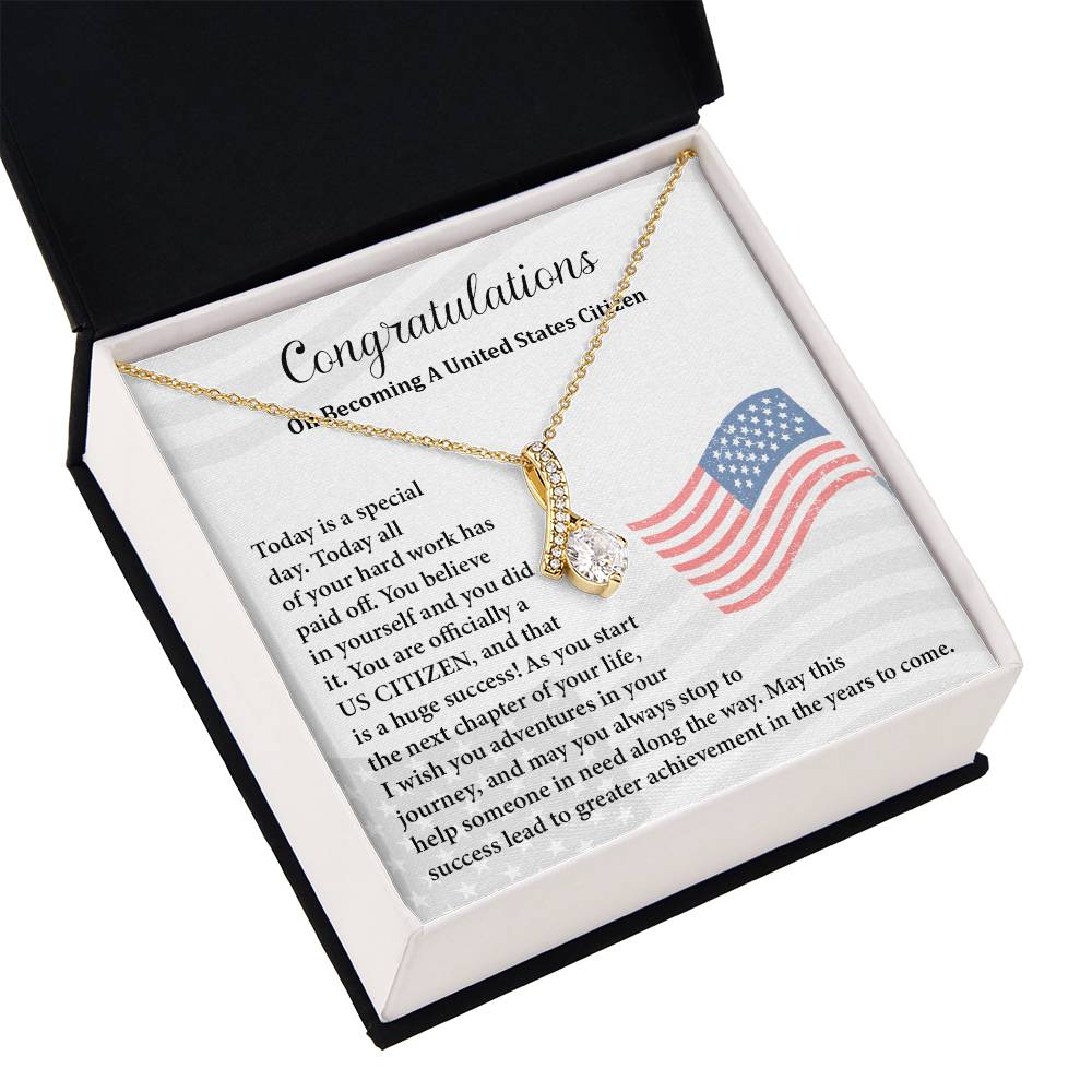 Congratulations Necklace For New U.s. Citizen Gift For New U.s. Patriot Necklace For New Journey As U.s. Citizen Gift For U.s. Citizenship Ceremony Necklace With Message Of Success Necklace For New Chapter In Life Gift For U.s. Patriot