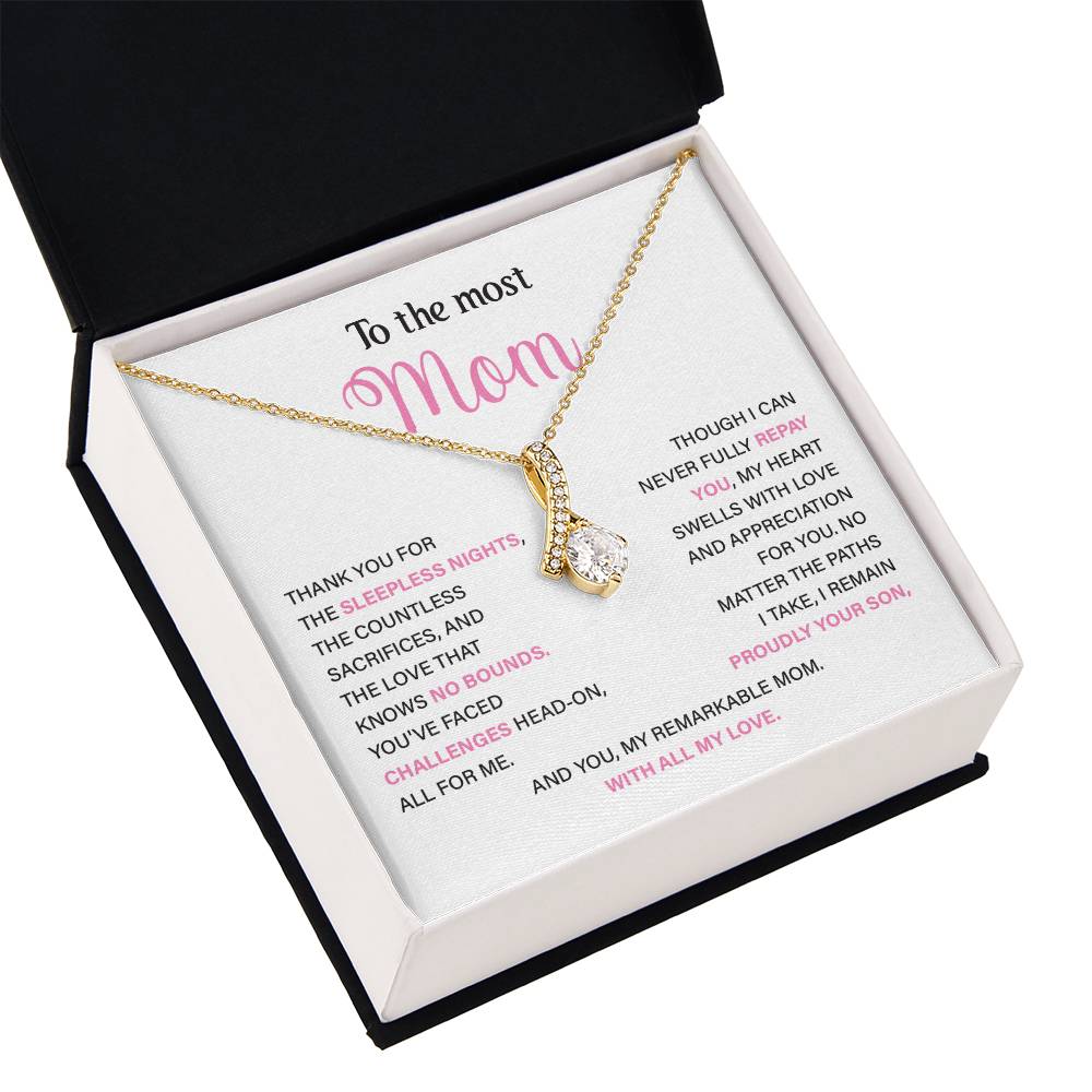 To The Most Mom Best Mother’s Day Jewelry Gift Birthday Necklace Gift Anniversary Necklace Gift Thoughtful Christmas Necklace Gift Appreciation Jewelry Gift Special Necklace Gift Special Pendant Necklace Gift Jewelry Gift With Message Card