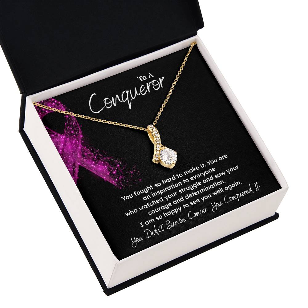 A Conqueror Fighting cancer jewelry Conqueror necklace Meaningful gift Supportive gift for cancer warriors You are strong necklace Braver necklace Stronger necklace Breast cancer necklace for soulmate Breast cancer necklace for soulmate