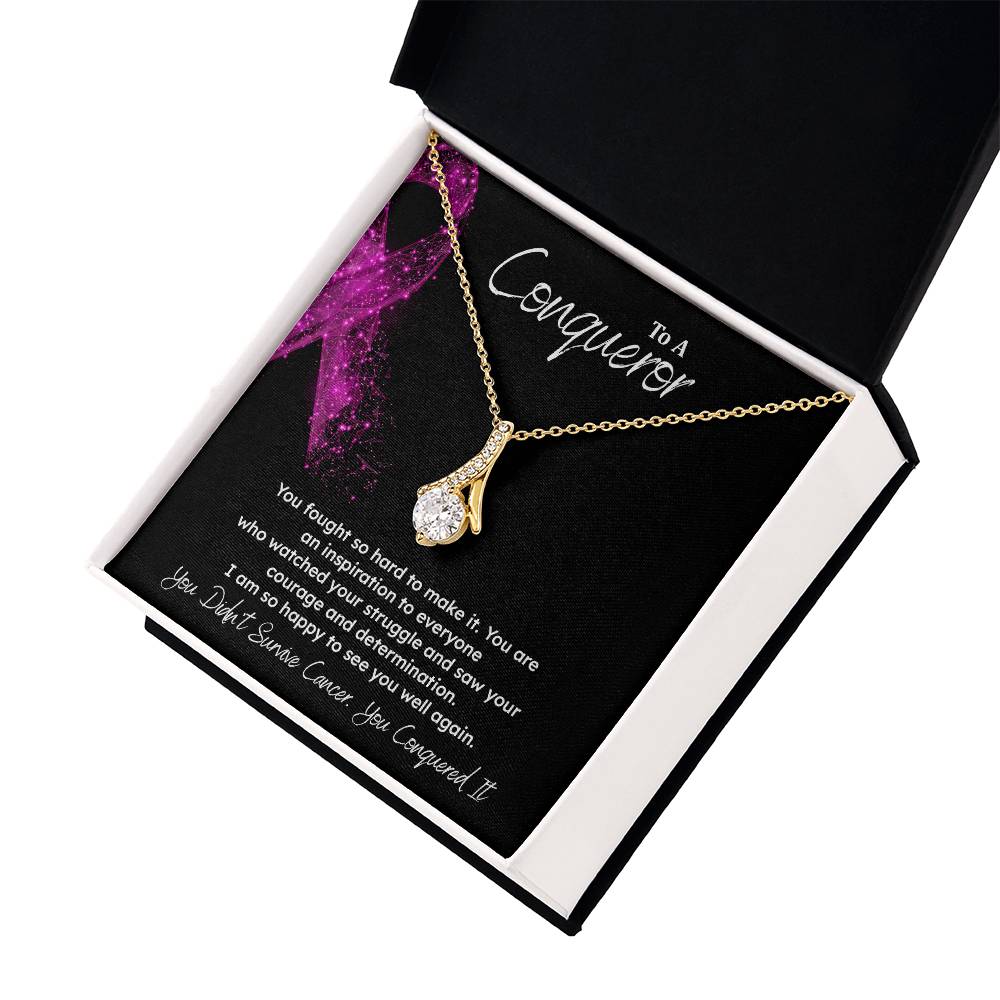 A Conqueror Fighting cancer jewelry Conqueror necklace Meaningful gift Supportive gift for cancer warriors You are strong necklace Braver necklace Stronger necklace Breast cancer necklace for soulmate Breast cancer necklace for soulmate